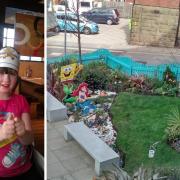 Jordan Leah Ryan and the garden made in her memory at Royal Oldham when it first opened