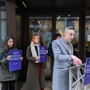 Equity general secretary Paul Fleming spoke in front of Manchester's Arts Council office on March 9