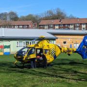 An air ambulance was spotted at the scene
