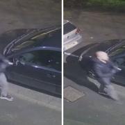A man was allegedly caught on camera 'spraying' parked cars in Oldham with an unknown substance