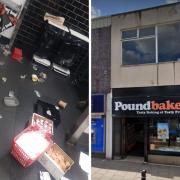 The Poundbakery in Shaw and a photo taken after the alleged break in