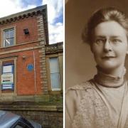 The existing blue plaque in Werneth Park, left, and Marjory Lees. Picture: Gallery Oldham