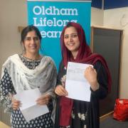 Madiha Ali (Left) and Maliha Latif (right) collected their maths results