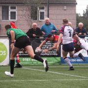 Nick Rawsthorne diving over for a try against Midlands at the weekend Picture: David Murgatroyd