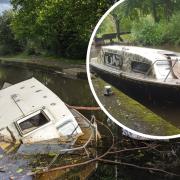 Boat while it was 'sunken' and after it was pulled out
