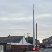 One of the poles erected by IX Wireless in Farnworth. Picture: Coun Paul Sanders