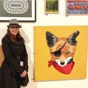 Anne Bardsley with her foxy artwork!