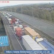 Traffic is building up on the M62