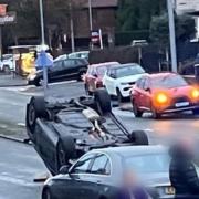 'Bad' crash flips car onto roof and closes Oldham road in Chadderton 'for hours'