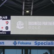 The scoreboard as Bolton's game against Cheltenham was abandoned