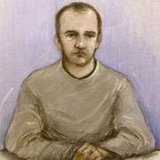 Court sketch of PC Dean Dempster from a hearing in January