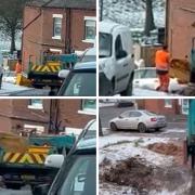 Footage shows the moment the grit bin was taken away