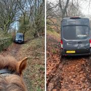 The van got stuck travelling down a towpath