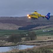 An air ambulance at the incident