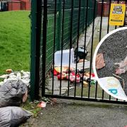A fly-tip on the junction of Estate Street and Panmure Street, Hathershaw