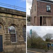 Clockwise from left: The former bank on Rochdale Road, the property on Featherstall Road North, the vacant site behind Belgrave Road