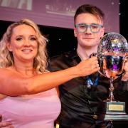 Strictly winners Leanne Bailey and Max Freeman with the glitterball trophy (Picture: Ken Rowlatt)
