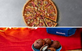 Domino's has revealed its Christmas food items including its first festive pizza (Domino's/Canva)