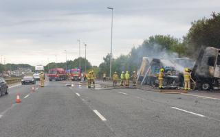 M6 lorry fire. Picture: Lancashire Road Police
