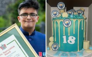 The 18 year old requested no gifts or presents, and sold his cake to raise money for charity