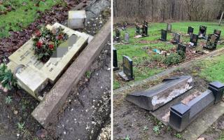 Several headstones appear to have 'toppled' from its base