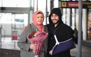 Tearful moment Oldham woman reunites with Gazan husband