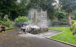 Repairing the stone plinth